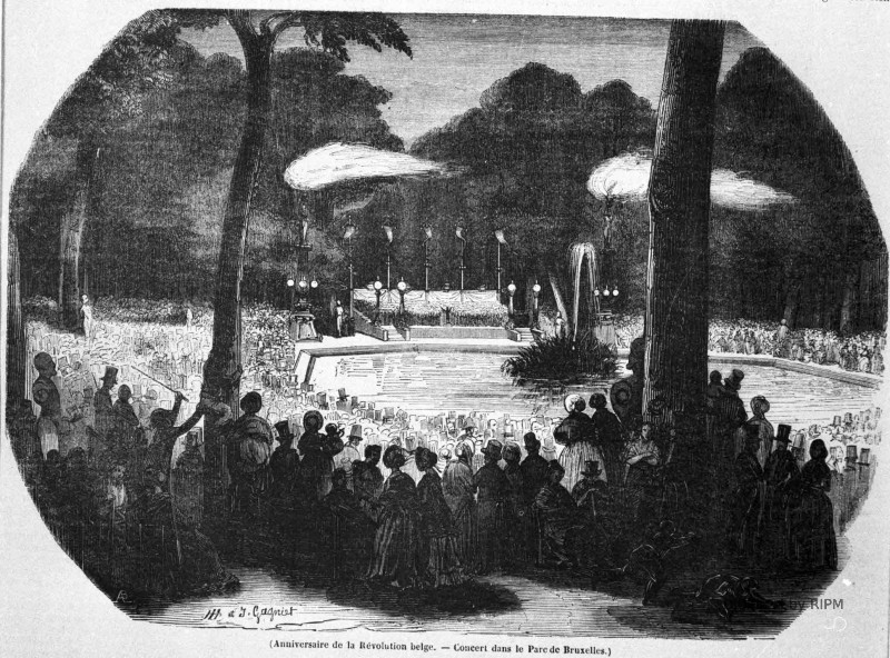 Anniversaire de la Révolution belge. — Concert dans le Parc de Bruxelles.