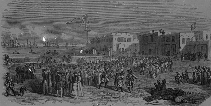 Salon de 1846. —Danse de Nègres sur la Place du Gouvernement, à l'île de Gorée (Sénégal), tableau par M. Nousveaux.