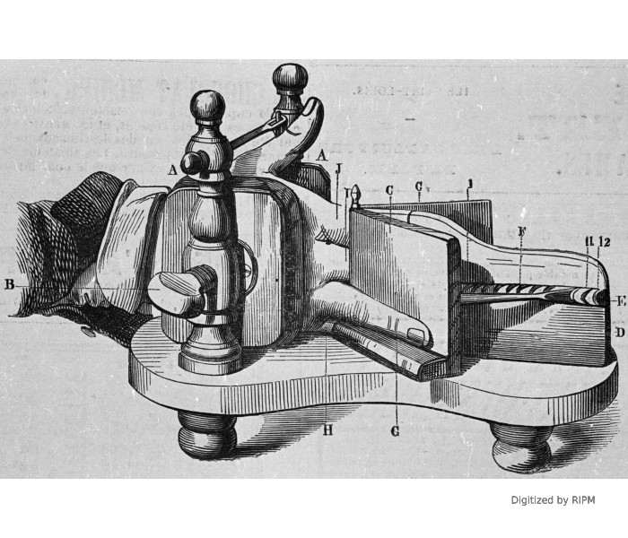 Position de l’annulaire dans l’appareil destiné à faciliter l’étude du piano.