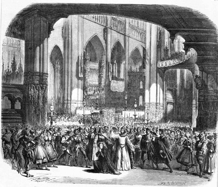 Théâtre de l’Opéra. — Le <em>Prophète</em>, 4e acte. — Couronnement de Jean de Leyde dans la cathédrale de Munster ;  — décoration de M. Cambon.