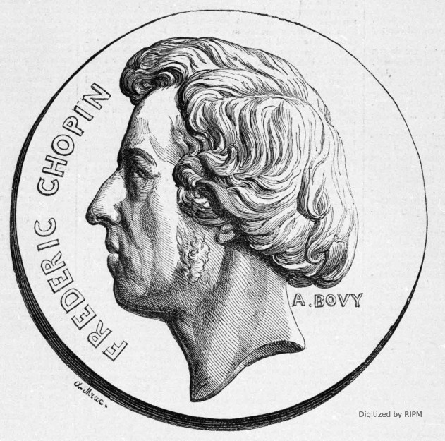 Frédéric Chopin, mort à Paris le 17 octobre 1849. Jean-Auguste Marc d’après J. F.