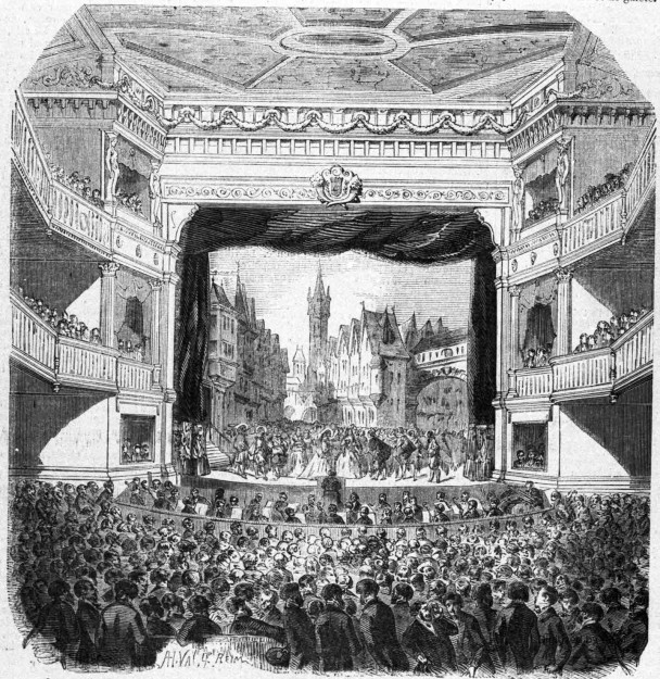 Inauguration du nouveau théâtre d’Étampes, le 2 mai 1852. — Dessin de Renard et Valentin ;  gravure de Best, Hotelin et Cie.