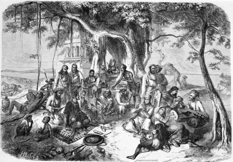 Les thugs (étrangleurs) de l'Inde. — D’après un tableau de M. Schaeft, exposé au salon de 1857.