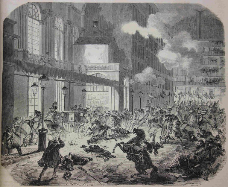 Attentat contre LL. MM. Impériales devant le péristyle de l’Opéra, dans la soirée du 14 janvier 1858.