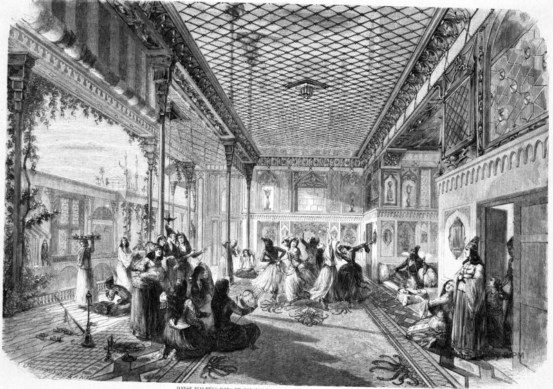 Danse d’almées dans un palais persan. — D’après un tableau peint par M. Schœft.
