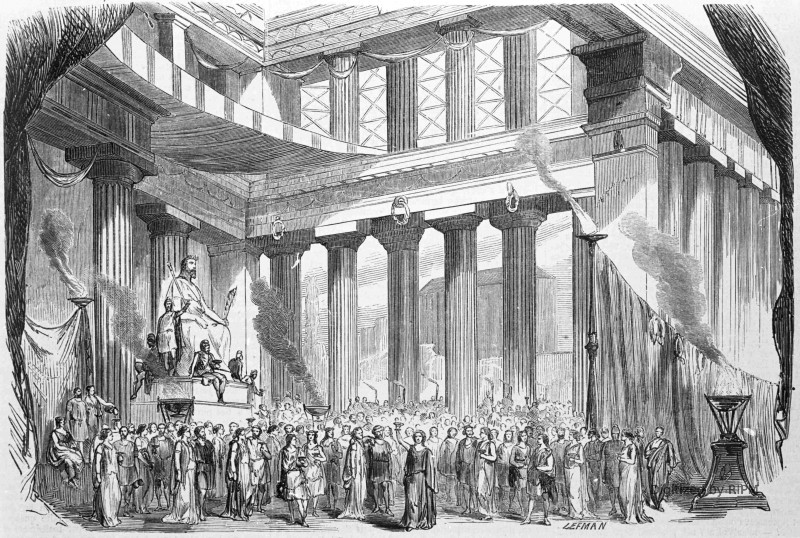 Théâtre-Lyrique. — <em>Philémon et Baucis</em>, opéra de M. Gounod ;  acte 2e ;  décor de MM. Cambon et Thierry.
