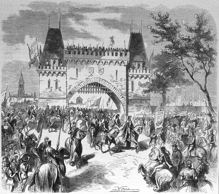 Fêtes de  Toulouse . - Charles VI quittant le chateau narbonnais pour se rendre a Toulouse.