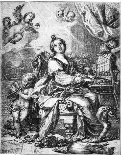 Sainte Cécile, facsimile d’un dessin inédit de Mignard. — Communiqué par M. Sauvageot.