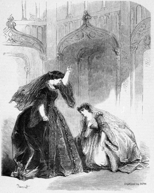 Théâtre impérial Italien  <em>Anna Bolena</em>, acte IIe, scène 3. — D’après un croquis de M. A. Marc.