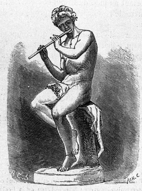 Le Joueur de flûte. Envoi de Rome, 5e année ;  figure en marbre de M. Maniglier.