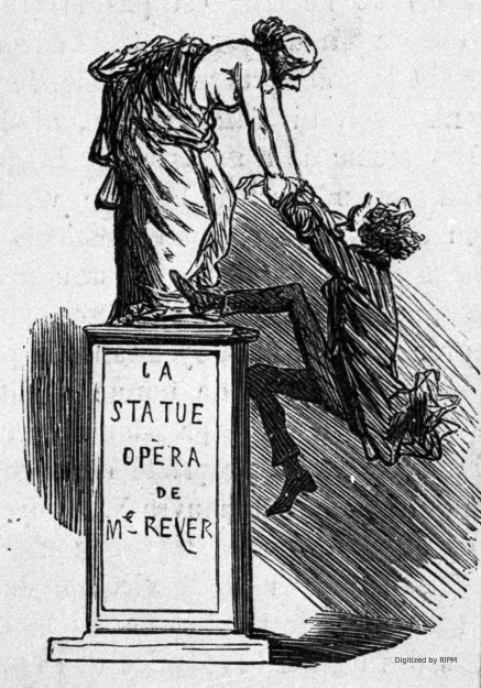 La Statue faisant monter M. Reyer sur un piédestal.