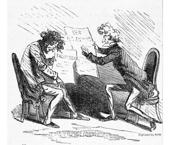 Hector Berlioz et Richard Wagner luttant à qui endormira l’autre.