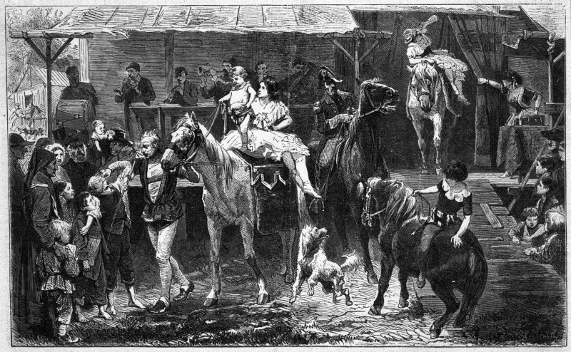 Salon de 1867. La parade devant le Cirque, tableau de M. Meyerheim.