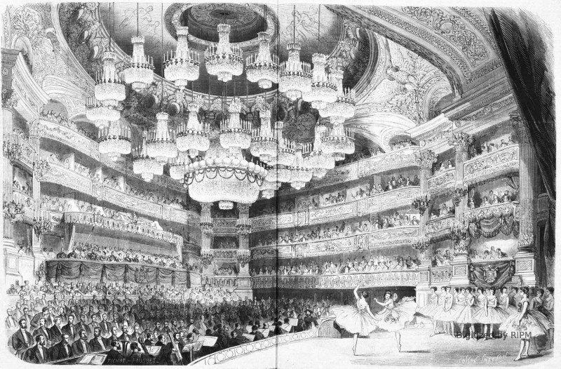 Aspect de la salle de l’Opéra le jour de la représentation de gala donnée en l’honneur de S. M. l’Empereur de Russie.
