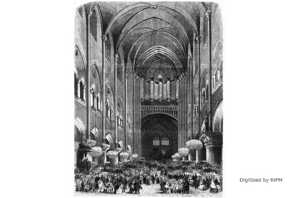Paris. — Inauguration du nouvel Orgue de Notre-Dame. — D’après un croquis de M. Pignard.