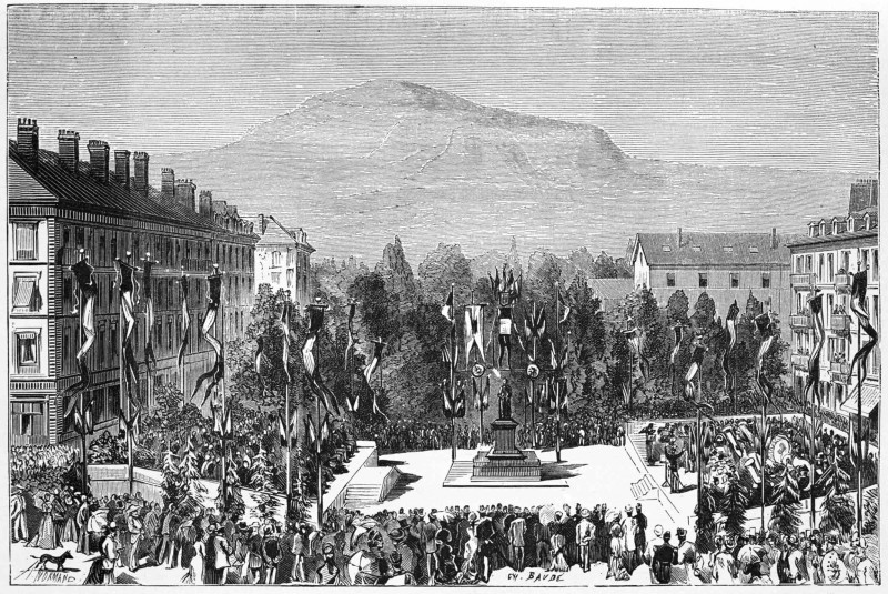 Inauguration de la statue de Vaucanson à Grenoble. — D’après la photographie de M. Duc.