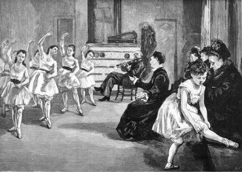 L'École de danse à l'Académie de musique. La Classe des petites. — Exercices d'ensemble et de pas composés.