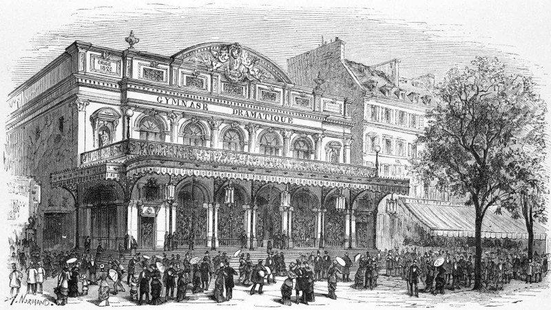 Paris : La restauration du Théâtre du Gymnase : Vue de la façade.