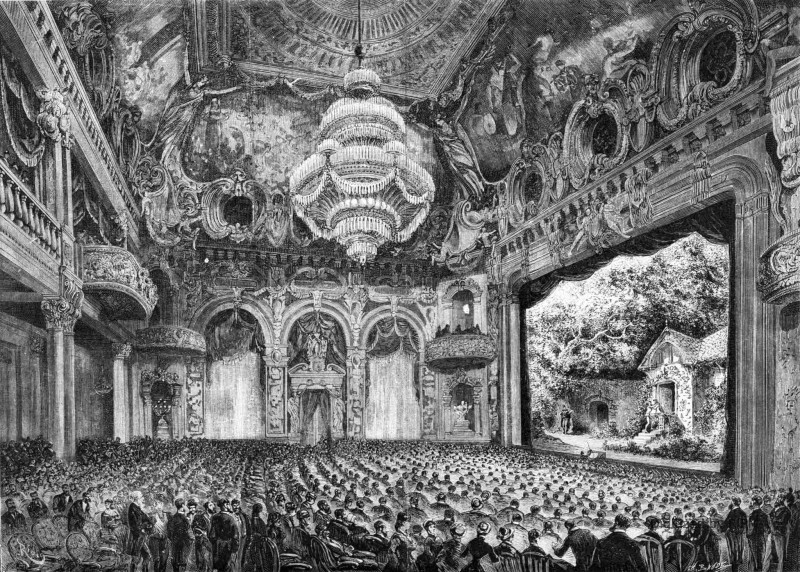 Théâtre de Monte Carlo. — <em>Faust</em>, opéra en quatre actes de M. Gounod, représenté le 20 janvier. Le jardin de Marguerite : Mme Carvalho, M. Faure.