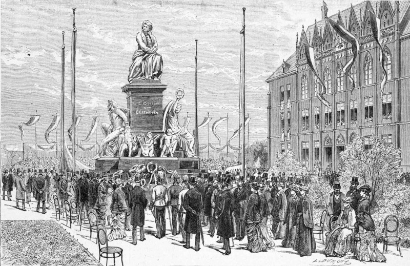 Cérémonie d’inauguration du monument élevé à Beethoven, le 1er mai 1880. Croquis de M. L. Pétrovitz [sic], correspondant particulier de l'Illustration.