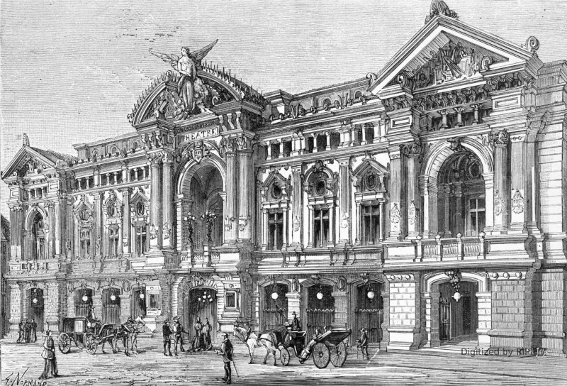 L’incendie du théâtre de Tours. — La façade. D’après les photographies de M. Paul Rochat.