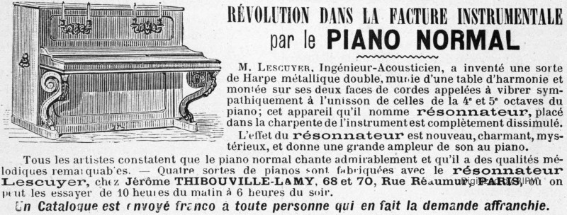 ... Le Piano Normal... avec le résonnateur Lescuyer... chez Thibouville-Lamy...