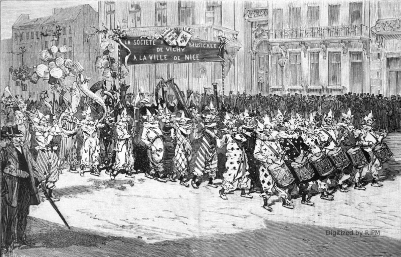 Le carnaval de Nice. — La société musicale de Vichy. — D’après les documents communiqués par le comité des fêtes.
