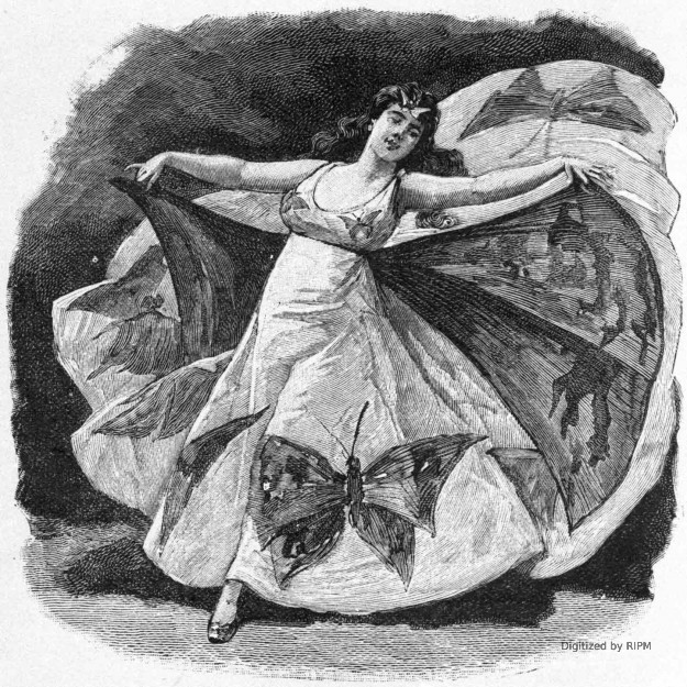 [La danse serpentine. — MlIe Loïe Fuller et ses transformations.] Les papillons.
