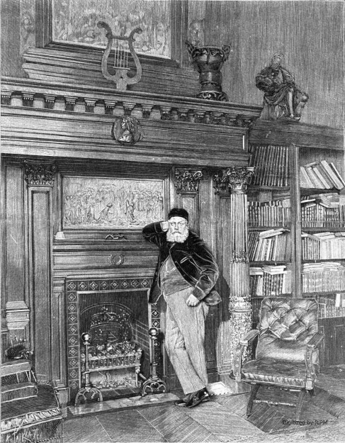 Cabinet de travail de Gounod :  la cheminée et la bibliothèque.
