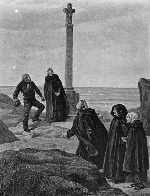 Grand Théâtre. — <em>Pêcheur d'Islande</em>, drame en 4 actes et 9 tableaux, par Pierre Loti et Louis Tiercelin, musique de G. Ropartz. Gaos annonçant à Gaud la mort de Yann (dernier tableau).
