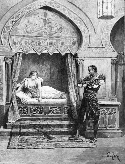 Théâtre national de l’Opéra. — <em>Othello</em>, drame lyrique en quatre actes, de MM. A. Boïto et Camille du Locle, musique de Verdi. Othello (M. Saléza) venant tuer Desdémone (Mme Caron).