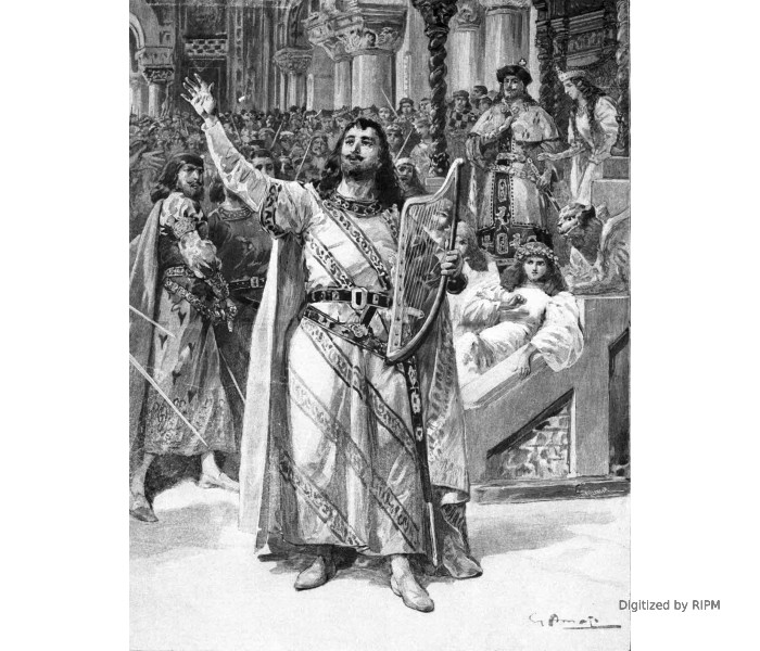 Théâtre national de l’Opéra. — <em>Tannhauser</em>, opéra en trois actes et quatre tableaux, de Richard Wagner. Le concours des maîtres chanteurs à la Wartburg : Tannhauser célébrant le Vénusberg (2e acte).