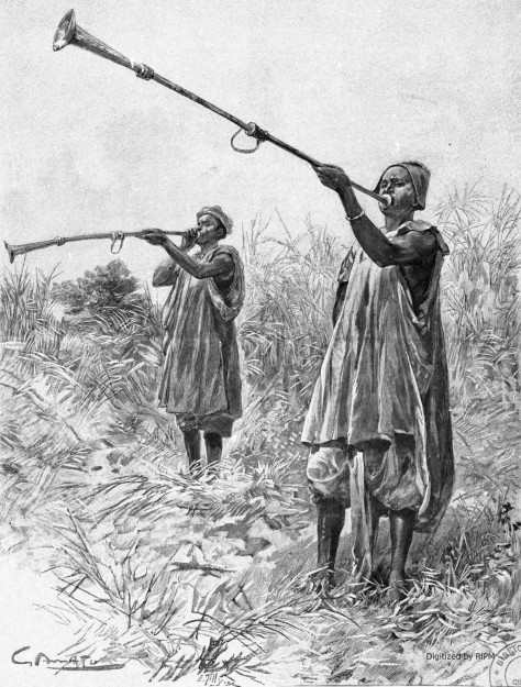 La mission Hourst sur le Niger. — Les trompettes du roi de Boussa.