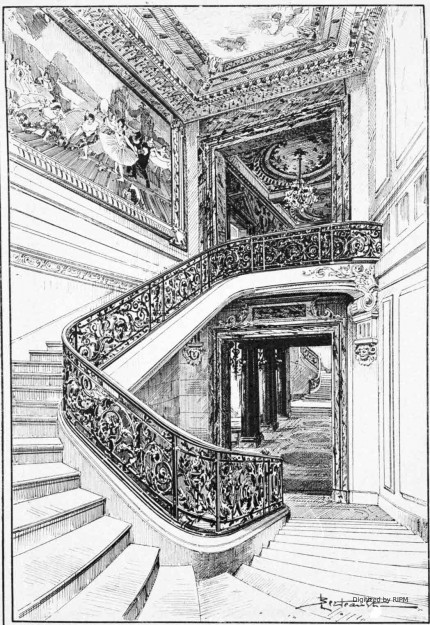 [Le nouvel Opéra-Comique.] Escalier d’honneur. (Côté de la rue Favart.)