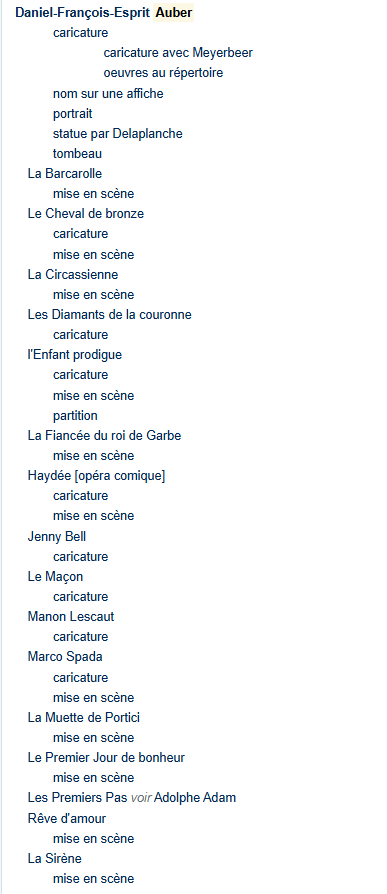 Example of the taxonomy structure for Auber